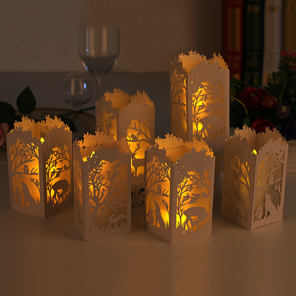 Laser Cut Hollow Lampshade for LED small tea light.Apply to Festival,Date, Birthday and so on,Beautiful Paper lamp cover.