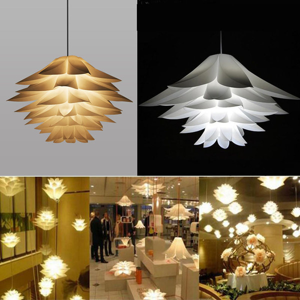 DIY Lotus Chandelier IQ Puzzle Pendant Light Decor Ceiling Light Art Lampshade White Color Home Decor Lamp