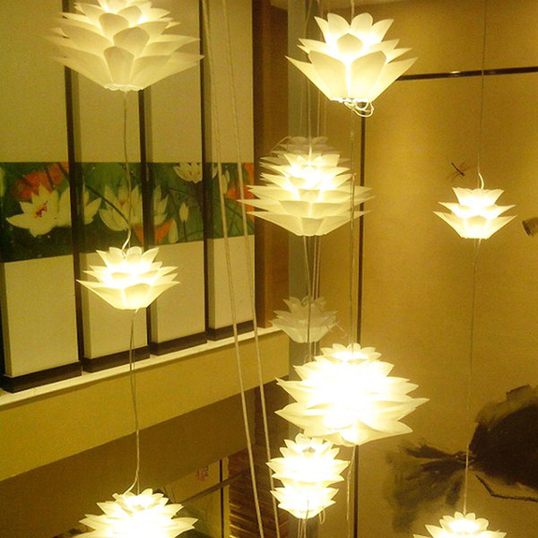 DIY Lotus Chandelier IQ Puzzle Pendant Light Decor Ceiling Light Art Lampshade White Color HighQuality