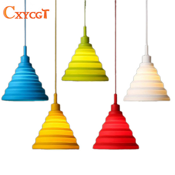 Multicolor Pendant Lights Colorful Led E27 Foldable Lampshade for Dining Room Kitchen Decor