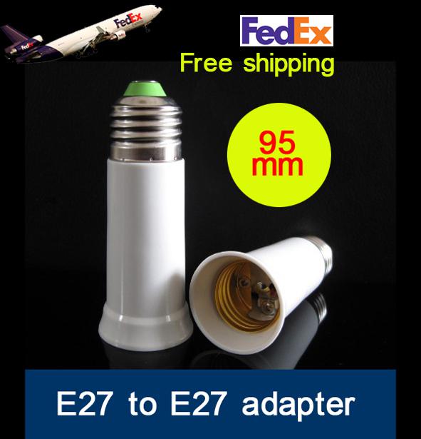 E27 to E27 Adapter free shipping LONG Parttern 100pcs/lot E27 Extended Converter adaptor Led lighting lamp bulb extension adapter 95mm