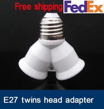 two head E27 adaptor 100pcs/lot E27 Base Light Lamp Bulb Socket 1 to 2 Splitter Adapter E27 twins adaptor converter double head adapter