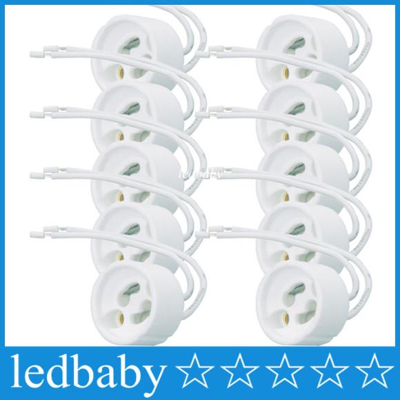 200pcs GU10 MR16 Base Holder Socket Wire Connect Ceramic Adapter GU10 Sockets For GU10 Lights Bulb Spotlight LED CFL Halogen Lighting