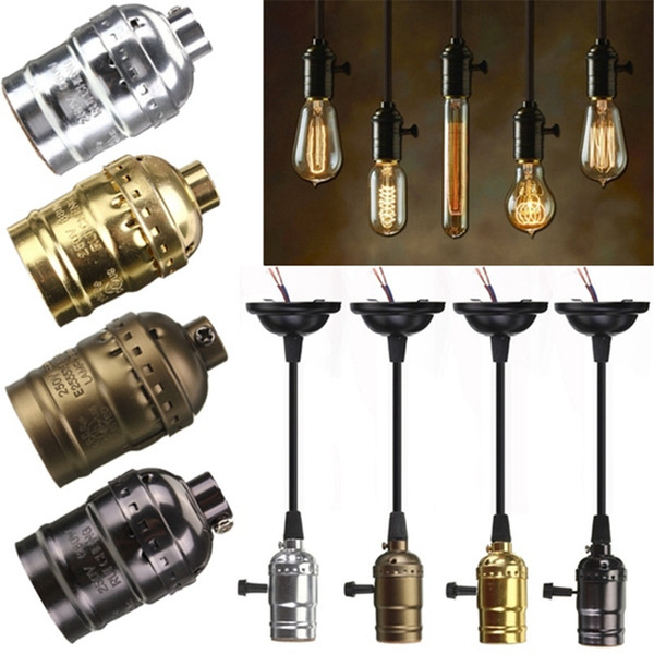 Big Promotion E27 Edison Vintage Retro Lamp Base Holder Pendant Bulb Light Screw Socket 4 Colors With Switch/No Switch 110V-220V