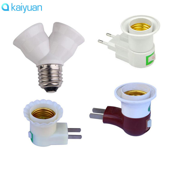 E27 to Double e27 Male Sochet light Base type to AC Power 110V 220V US EU Plug lamp Holder Bulb Adapter Converter + ON/OFF Button Switch