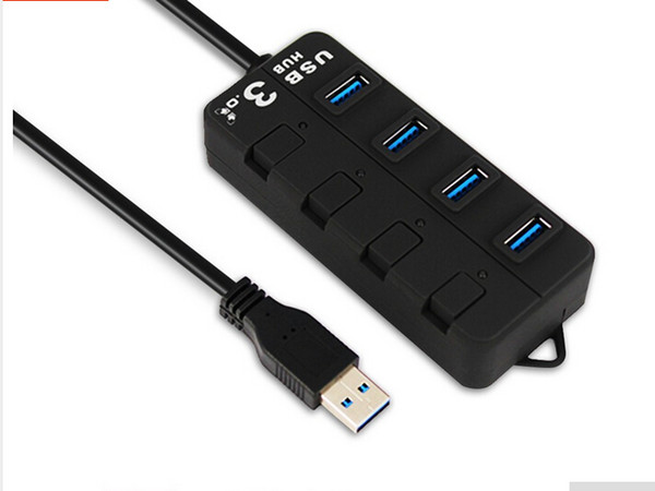 High Speed Mini USB 3.0 USB Hub with Power External 4 Ports Cable Splitter Adapter with On/Off Switch for PC Laptop Computer