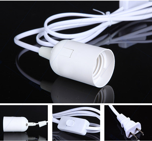 US EU Plug E27 Lamp Holder with On off Switch Socket Pendant Lamp Holder 1.8m Power Cord Cable Hang lamp Socket Holder