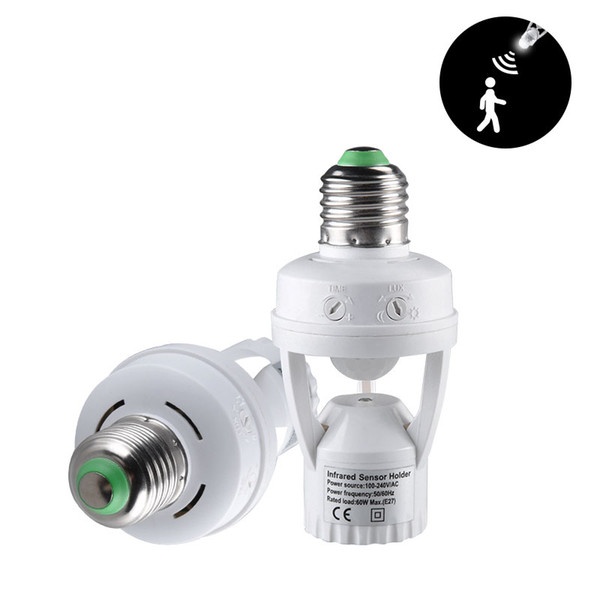 AC 110V 220V PIR Infrared Motion Sensor E27 Led Light Lamp Base Holder Bulb Socket Detection Day & Night 2 Modes