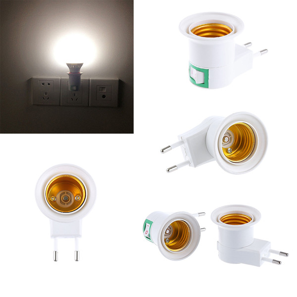 1PC Summer Hot Sale Portable Home Living E27 LED Light Socket To EU Plug Holder Adapter Converter ON/OFF For Bulb Lamp Office