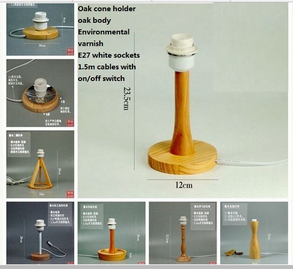 Promotin 110V/220V E27 Sockets Solid Wood Lamp Bases&Lamp Holders with Switch and Plug Table Lamps Lighting Accessories Spare Parts