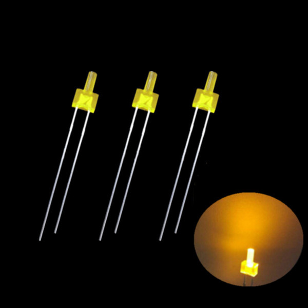 1000pcs 2MM yellow flat top led Diffused 1.8-2.4V Light Emitting Diode Lamp DIP LED Lamp long legs Tower package