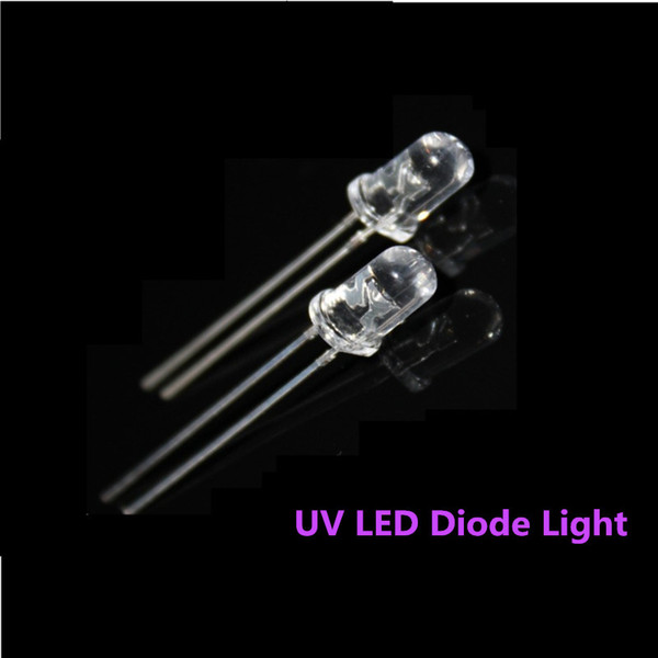 100pcs 5mm UV LED Diode Light Emitting Lamp 20mA 5mm Ultra Violet Purple 5 mm Round Water Clear Lens 5mm Ultraviolet 395 400nm