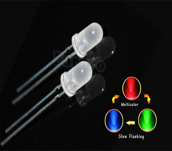 100pcs/lots 5MM Fast Flashing /Slow Flashing LED Diode Flash RGB Color Changing Blinking Transparent /Diffused