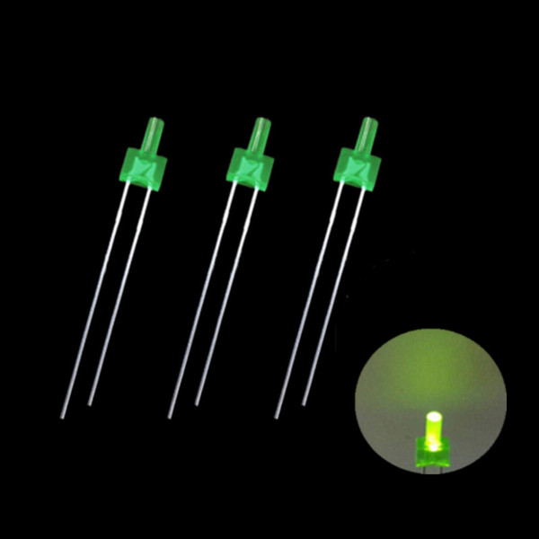 DIP LED Lamp long legs Tower package Green 2MM flat top led Diffused 1.8-2.4V 1000pcs Light Emitting Diode Lamp