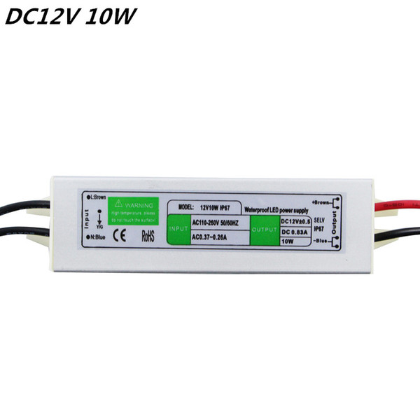 Superior Quality DC12V 10W IP67Waterproof LED Driver Power Supply Aluminum Alloy Transformer AC110-260 to 12 Volt DC Output