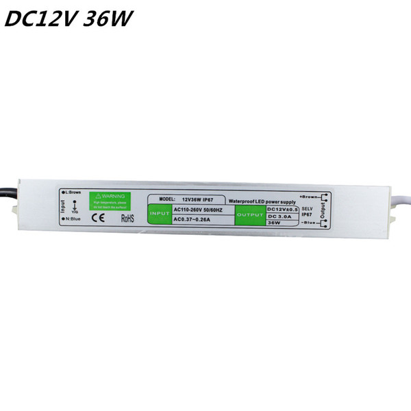 DC 12V 36W Waterproof IP67 Electronic LED Driver outdoor use power supply adapterled strip lighting transformers free shipping