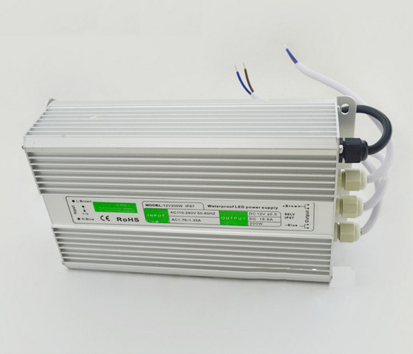 Top Quality 200W waterproof LED power supply led driver Lighting Transformers outdoor use Output DC12V 24V input AC 90V~130V/170V~250V