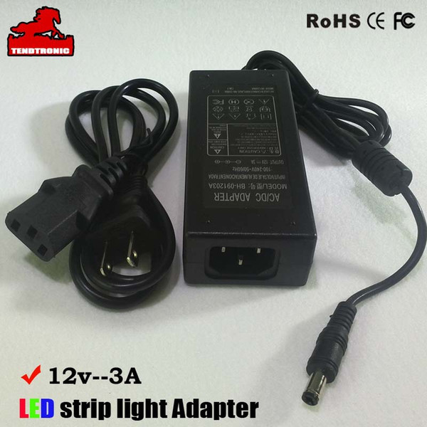 12V 3A adapter 36w for SMD5050 led strip light, CE FCC ROHS SAA approval DC male plug adapter