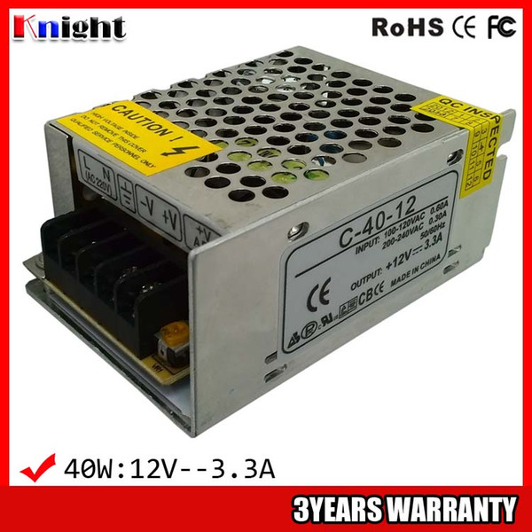 wholesale 40W 3.3A AC90-265V input voltage Power supply for led strip light ,12v led flexible strip power supply 40w