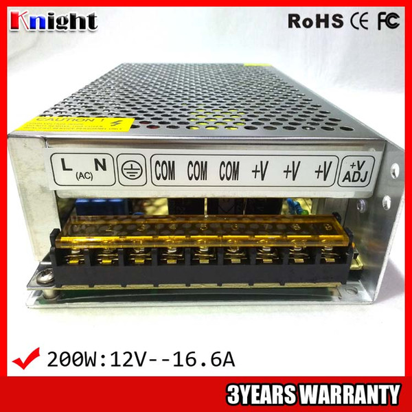 wholesale 200W 16.6A 12/24V Power supply for led strip light AC90-265V input voltage,monitoring equipment supply