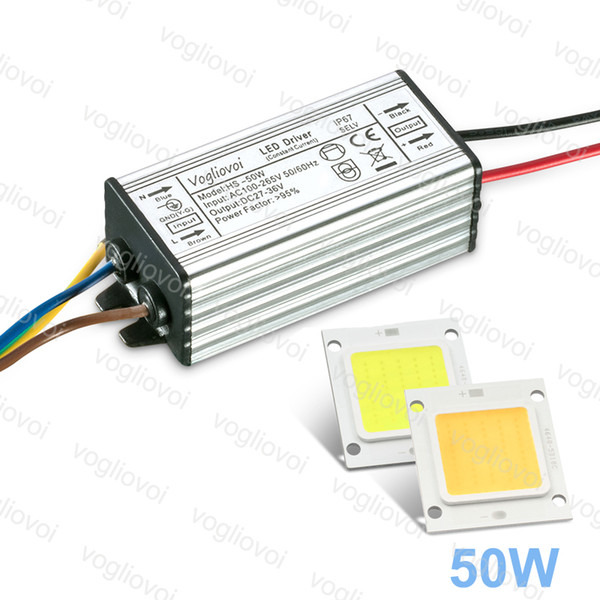 Cheaper LED Driver 50W 110V 220V Waterproof For Floodlights High Bay Lamp Aluminum Silvery With Warm White White 24MIL LED COB Chip Epacket