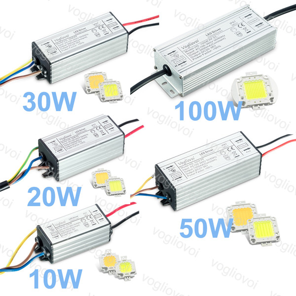 LED Transformer Full Power 110V 220V AC 240V 10W 20W 30W 50W 100W Waterproof IP65 Aluminum With Warm White 35MIL LED Chip DHL