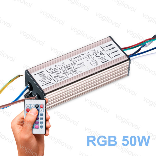 LED Driver RGB 50W Full Power 600MA Waterproof For Flood Lamp AC110V AC220V Aluminum LED Transformer Adapter With 24KEYS Epacket