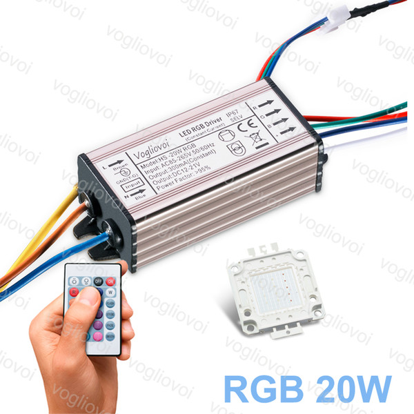 LED Transformer RGB 20W AC110V AC220V AC 240V Waterproof IP65 Aluminum Silvery Driver With RGB 20W 30MIL LED Chip 24key controller Epacket