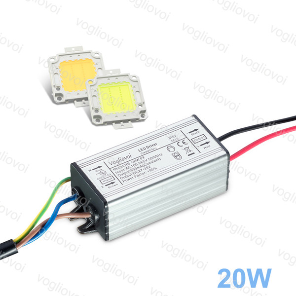 LED Transformer 20W Full Power AC110V AC220V Waterproof IP65 Aluminum Silvery Driver With Warm White White 35MIL LED Chip 2200LM Epacket