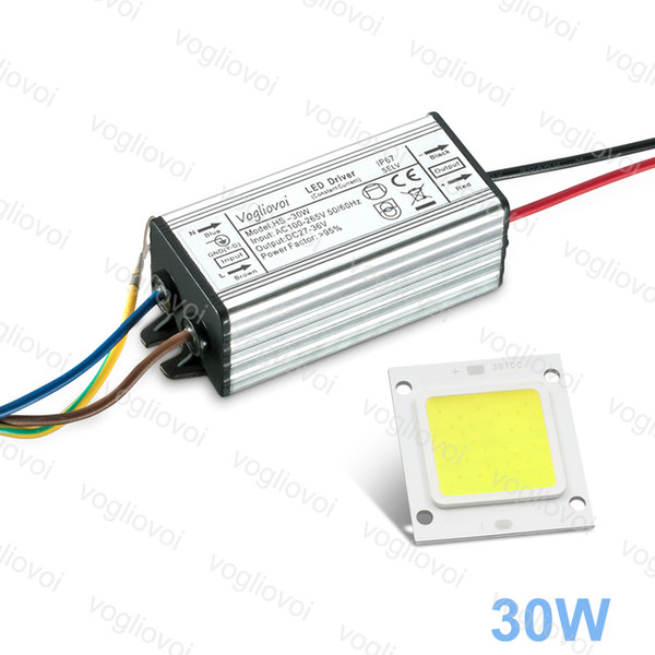 Cheaper LED Driver 30W AC110V AC220V Waterproof For Floodlights High Bay Lamp Aluminum Silvery With Warm White 24MIL LED COB Chip Epacket