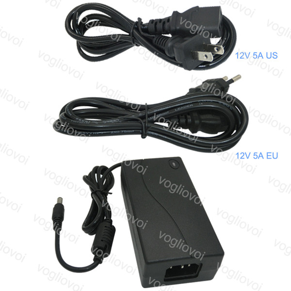 LED Power Supply 110-240V AC DC 12V 5A Switching Led Strip light 5050 3528 Transformer Adapter Lighting US EU Plug DHL