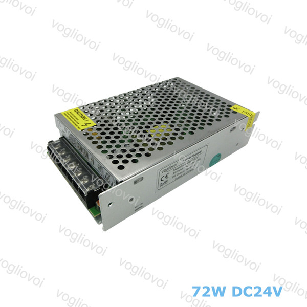 Led Transformer 72W DC24V 3A Aluminum Silvery LED Driver Power Adapter For 3528 5050 5730 LED Strip Light DHL