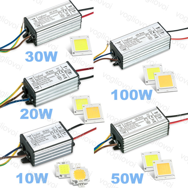 Cheaper LED Driver 100w 50w 30w 110V 220V For Floodlights High Bay Lamp Aluminum Silvery With Warm White 24MIL LED COB Chip DHL