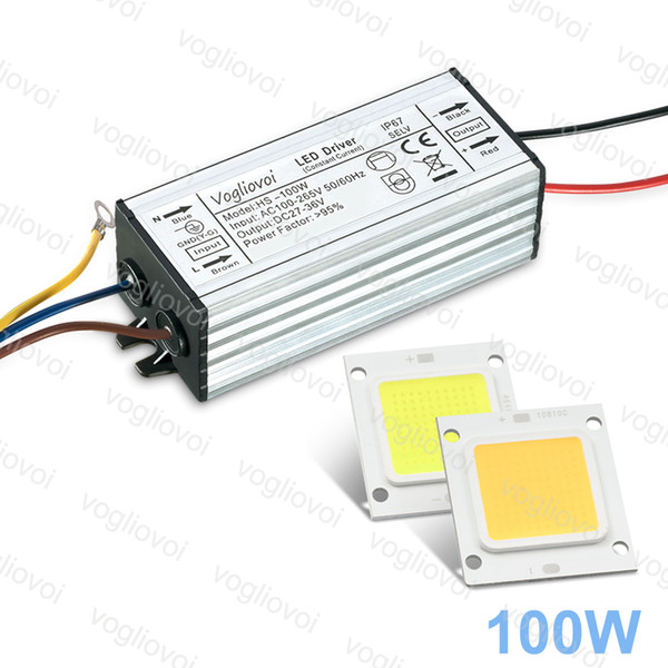 Cheaper LED Driver 100W AC110V AC220V Waterproof For Floodlights High Bay Lamp Aluminum Silvery With Warm White White 24MIL LED COB Chip DHL