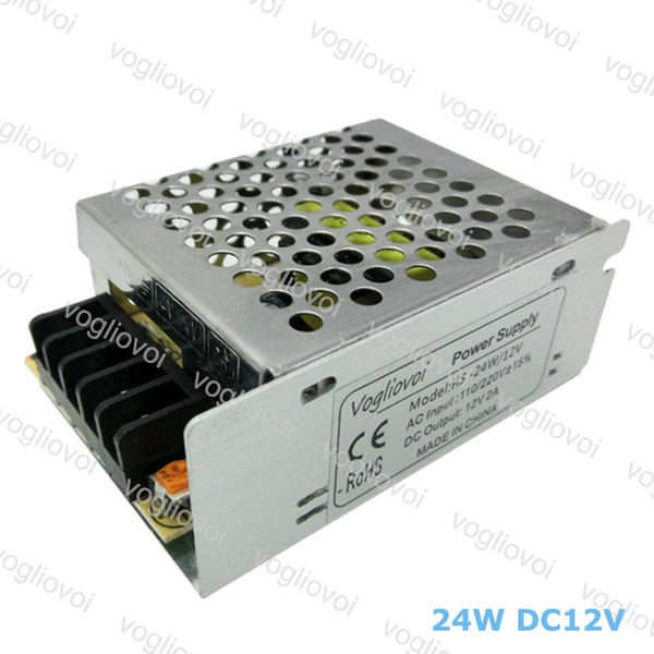 Led Transformer 24W DC24V 1A or DC12V 2A Aluminum Silvery LED Driver Power Adapter For 3528 5050 5730 LED Strip Light DHL