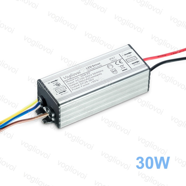 LED Driver 30W Full power 900MA Waterproof For Floodlights High Bay Lamp AC110V AC220V Aluminum Silicone LED Transformer Adapter Epacket