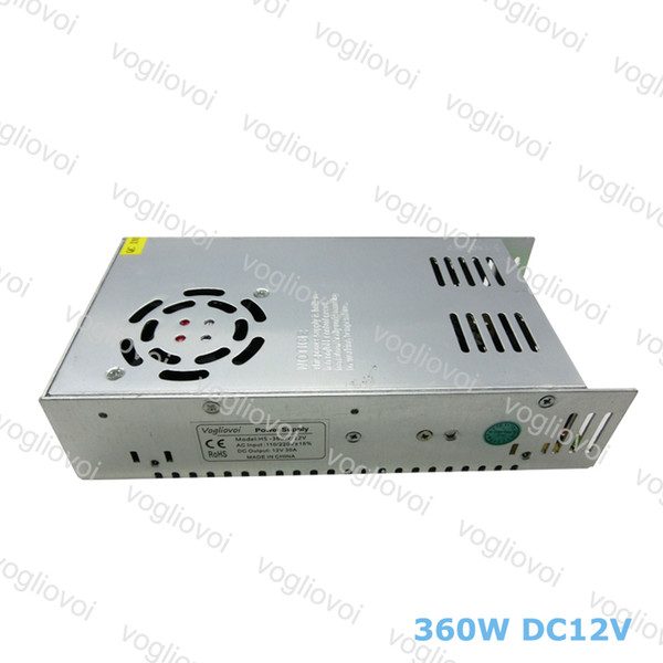 Led Transformer 360W DC24V 15A or DC12V 30A Aluminum Silvery LED Driver Power Adapter For 3528 5050 5730 LED Strip Light DHL