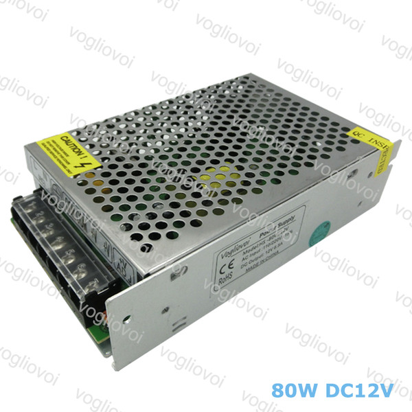 Led Transformer 80W DC12V 6.5A Aluminum Silvery LED Driver Power Adapter For 3528 5050 5730 LED Strip Light DHL