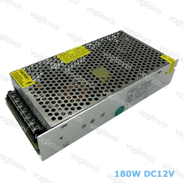 Led Transformer 180W DC12V 15A Aluminum Silvery LED Driver Power Adapter For 3528 5050 5730 LED Strip Light DHL