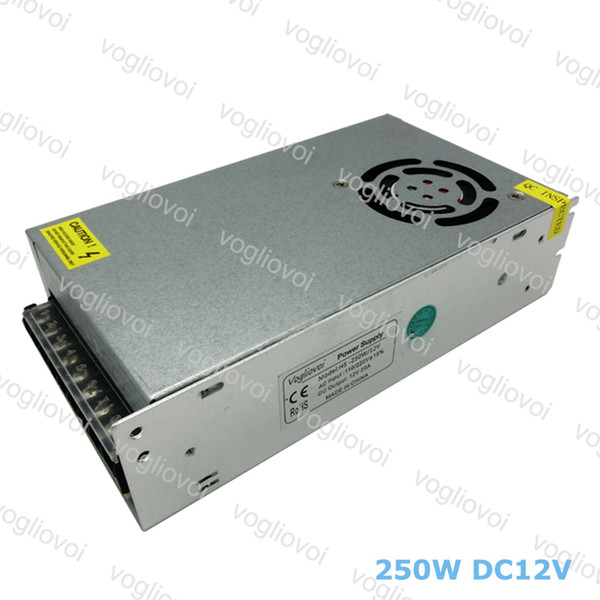 Led Transformer 250W DC12V 20A Aluminum Silvery LED Driver Power Adapter For 3528 5050 5730 LED Strip Light DHL