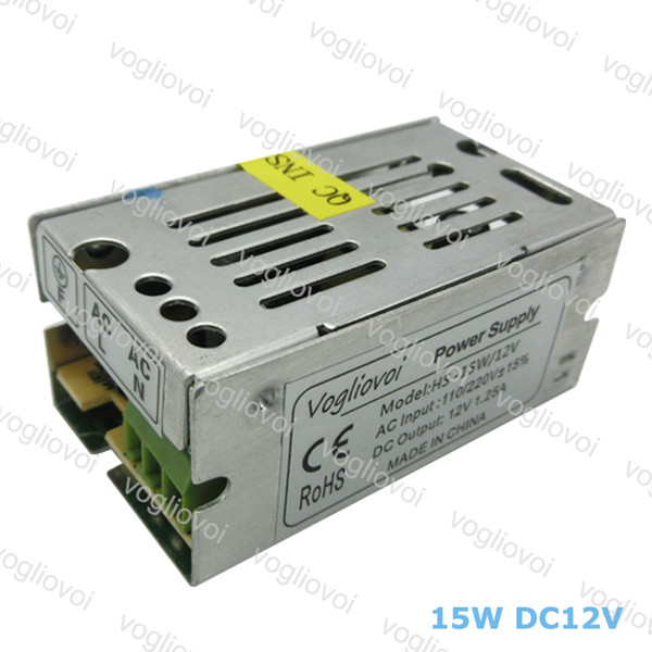 Led Transformer 15W DC12V 1.25A  Aluminum Silvery LED Driver Power Adapter For 3528 5050 5730 LED Strip Light DHL