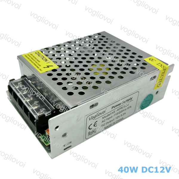 Led Transformer 40W DC12V 3.2A Aluminum Silvery LED Driver Power Adapter For 3528 5050 5730 LED Strip Light DHL