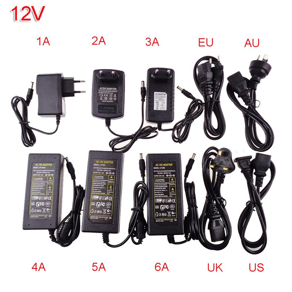 High Quality power adapter supply for led strip EU / US / UK / AU for AC110-220V to DC12V 1A 2A 3A 4A 5A 6A 10A plug lighting transformer