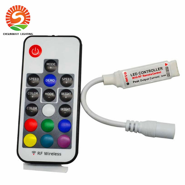 LED RGB Controller DC5V-24V 12A 17key mini RF Wireless Remote Dimmer For 5050 3528 RGB Flexible Strip Light