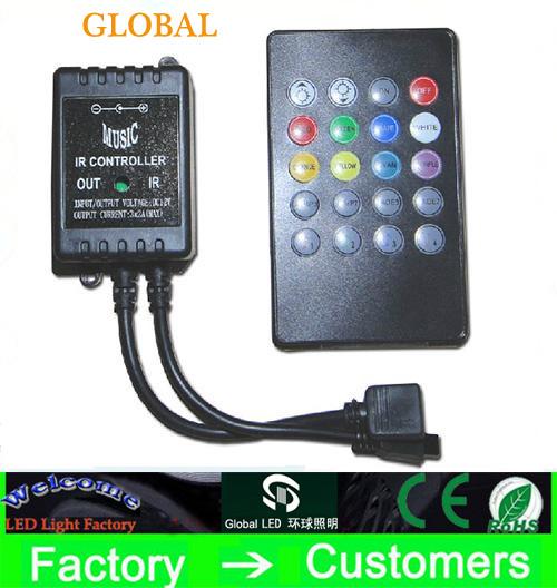 Hot DC12V RGB LED Music IR Controller 20 key infrared music LED ir controller the advanced control unit for RGB 3528 5050 led strip