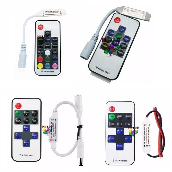 LED RGB Controller DC 12V-24V 12A 10key 17key mini RF Wireless Remote Dimmer For 5050 3528 RGB Flexible Strip Light