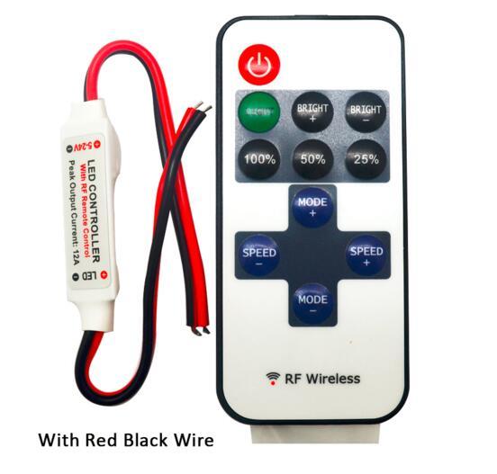 Mini DC 12V Led Controller Dimmer 6A Wireless RF Remote to Control Single Color Strip Lighting 3528 5050 Free Shipping