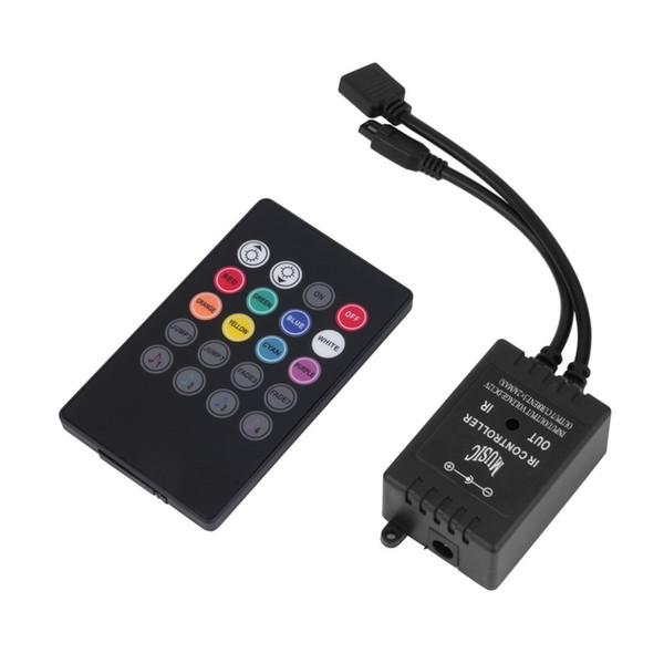 2016 Durable LED Music IR Controller 12V 2A 20 Keys IR Remote Controllers for 3528 5050 RGB LED Strip Lights Mini Controller