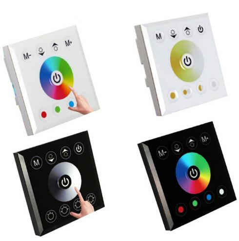 RGB RGBW Single Color Wall Mounted LED Controller Switch Touch Panel Controllers For 3528 5050 5630 LED Strip Lights Lamp Black White