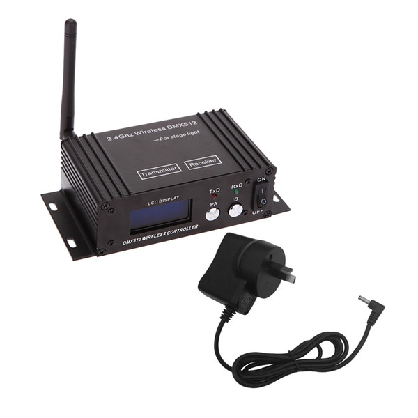 2.4G Wireless DMX 512 Controller Transmitter Receiver LCD Display Power Adjustable EU/US/UK/AU Plug Lighting Controller